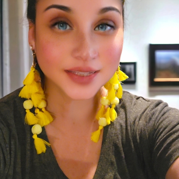 Handmade Boho Statement Tassle Earrings - Picture 3 of 4